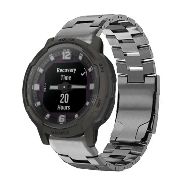 g.m14.gb Main Gunmetal StrapsCo Vented Titanium Bracelet for Garmin Instinct Crossover