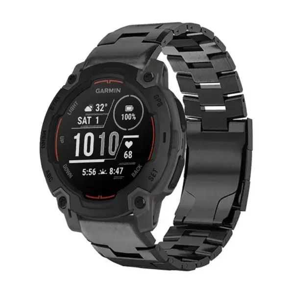 g.m14.mb Main Black StrapsCo Vented Titanium Bracelet for Garmin Instinct E – 45mm