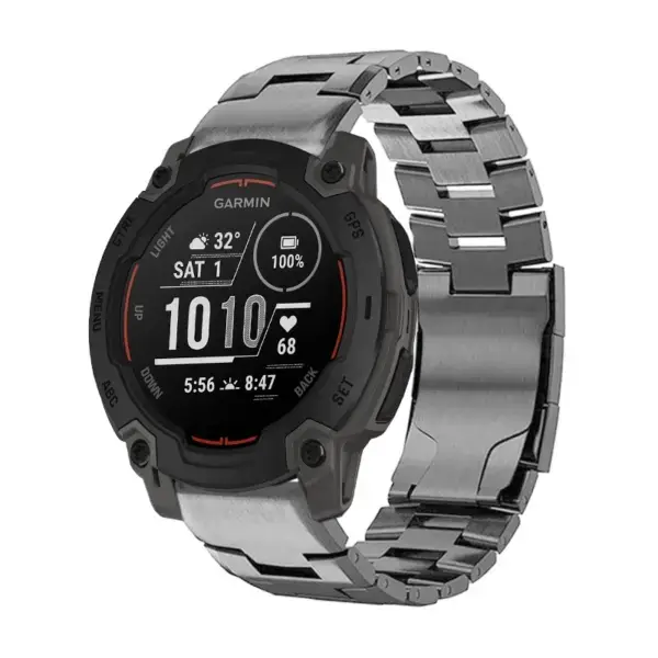 g.m14.gb Main Gunmetal StrapsCo Vented Titanium Bracelet for Garmin Instinct E – 45mm