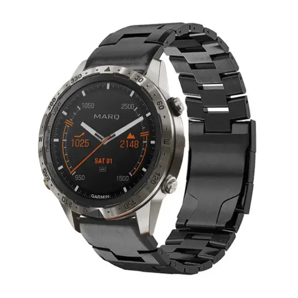 g.m14.mb Main Black StrapsCo Vented Titanium Bracelet for Garmin MARQ