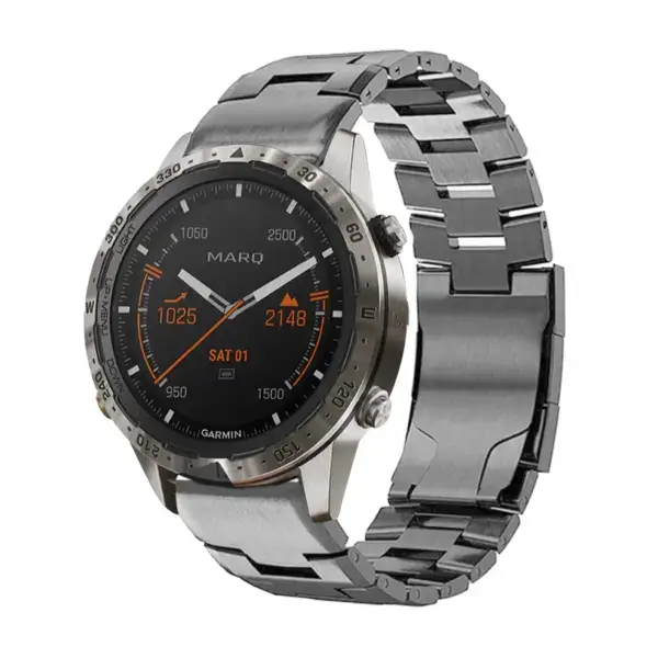 g.m14.gb Main Gunmetal StrapsCo Vented Titanium Bracelet for Garmin MARQ
