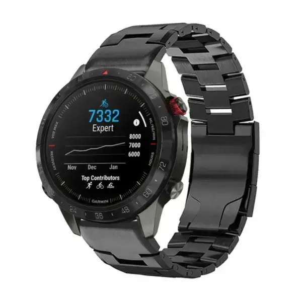 g.m14.mb Main Black StrapsCo Vented Titanium Bracelet for Garmin MARQ Gen 2