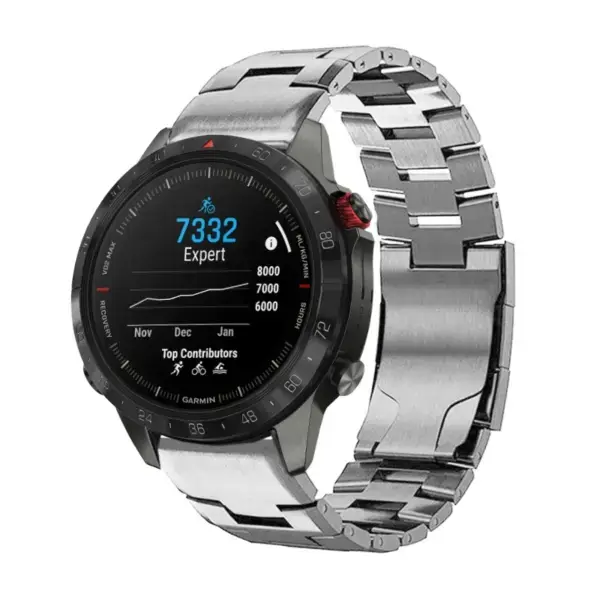 g.m14.ss Main Silver StrapsCo Vented Titanium Bracelet for Garmin MARQ Gen 2