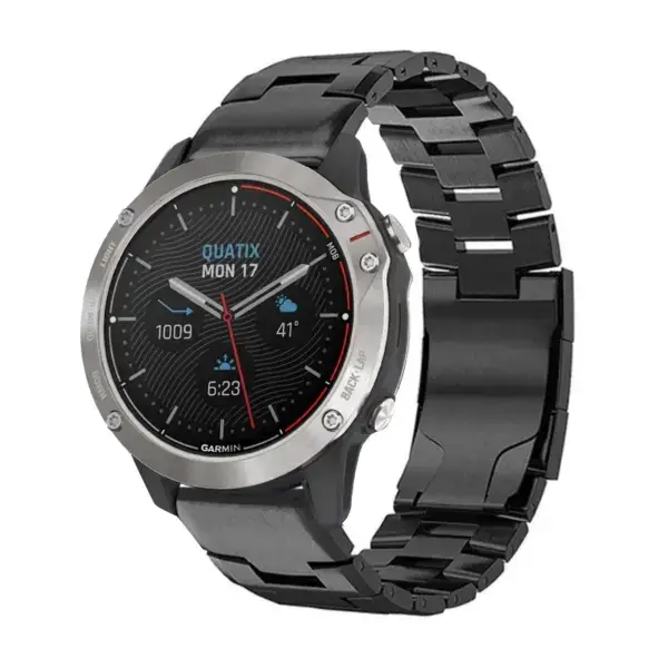 g.m14.mb Main Black StrapsCo Vented Titanium Bracelet for Garmin Quatix 3