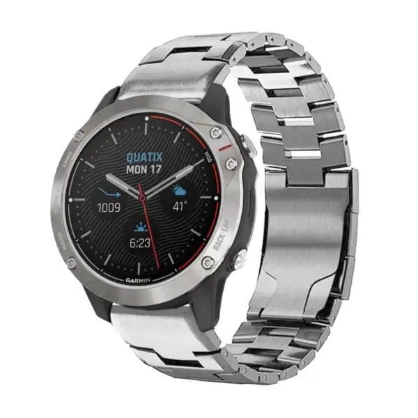 g.m14.ss Main Silver StrapsCo Vented Titanium Bracelet for Garmin Quatix 3