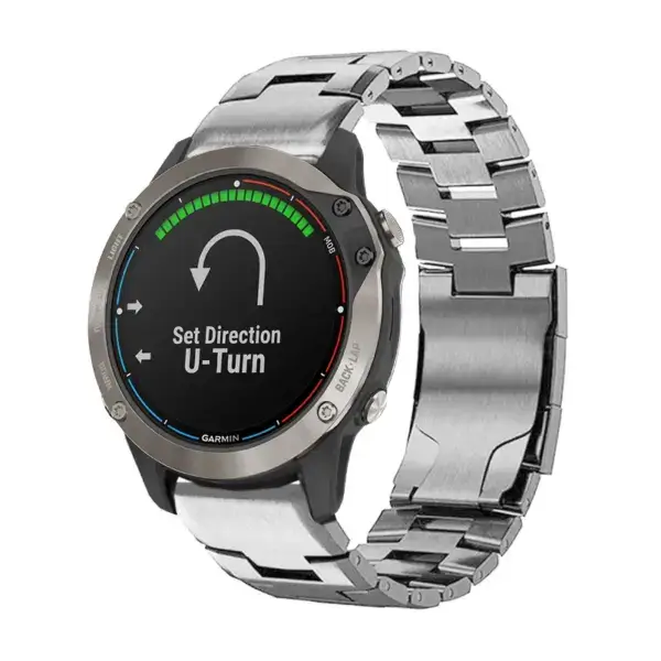 g.m14.ss Main Silver StrapsCo Vented Titanium Bracelet for Garmin Quatix 6
