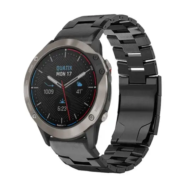 g.m14.mb Main Black StrapsCo Vented Titanium Bracelet for Garmin Quatix 6X