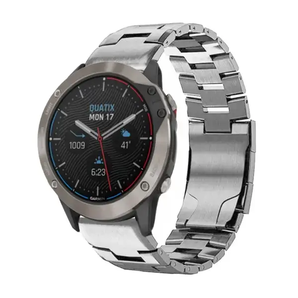 g.m14.ss Main Silver StrapsCo Vented Titanium Bracelet for Garmin Quatix 6X