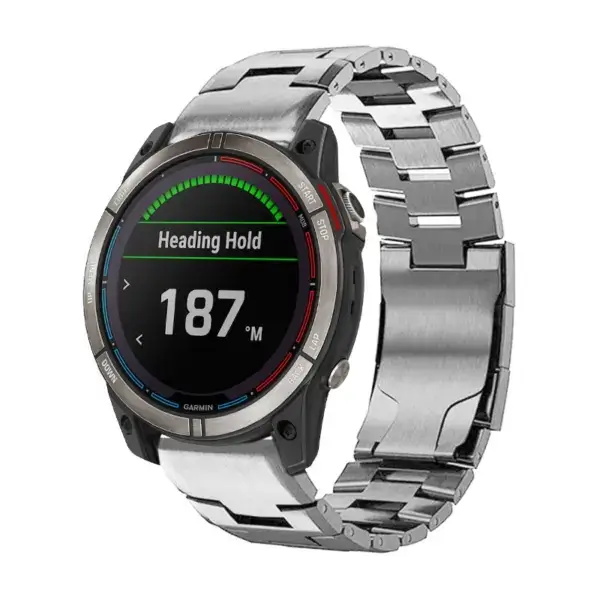 g.m14.ss Main Silver StrapsCo Vented Titanium Bracelet for Garmin Quatix 7