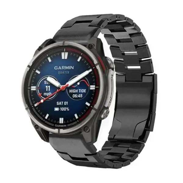 g.m14.mb Main Black StrapsCo Vented Titanium Bracelet for Garmin Quatix 7X