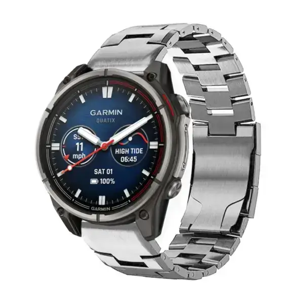 g.m14.ss Main Silver StrapsCo Vented Titanium Bracelet for Garmin Quatix 7X