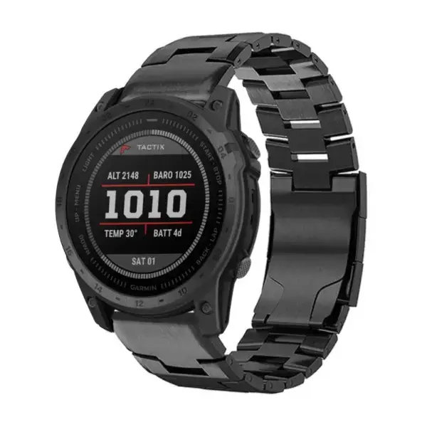 g.m14.mb Main Black StrapsCo Vented Titanium Bracelet for Garmin Tactix 7