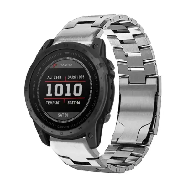 g.m14.ss Main Silver StrapsCo Vented Titanium Bracelet for Garmin Tactix 7