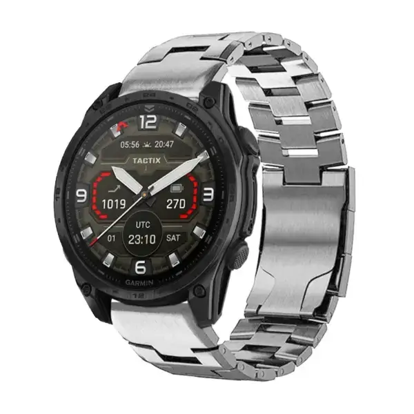 g.m14.ss Main Silver StrapsCo Vented Titanium Bracelet for Garmin Tactix 8 – 47mm