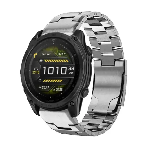 g.m14.ss Main Silver StrapsCo Vented Titanium Bracelet for Garmin Tactix 8 – 51mm