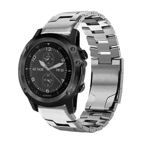 g.m14.ss Main Silver StrapsCo Vented Titanium Bracelet for Garmin Tactix Bravo