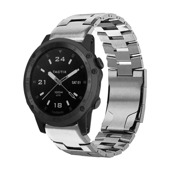 g.m14.ss Main Silver StrapsCo Vented Titanium Bracelet for Garmin Tactix Charlie