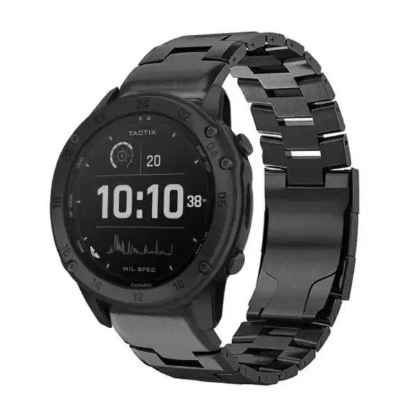 g.m14.mb Main Black StrapsCo Vented Titanium Bracelet for Garmin Tactix Delta