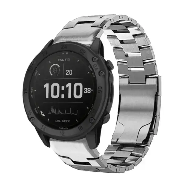 g.m14.ss Main Silver StrapsCo Vented Titanium Bracelet for Garmin Tactix Delta