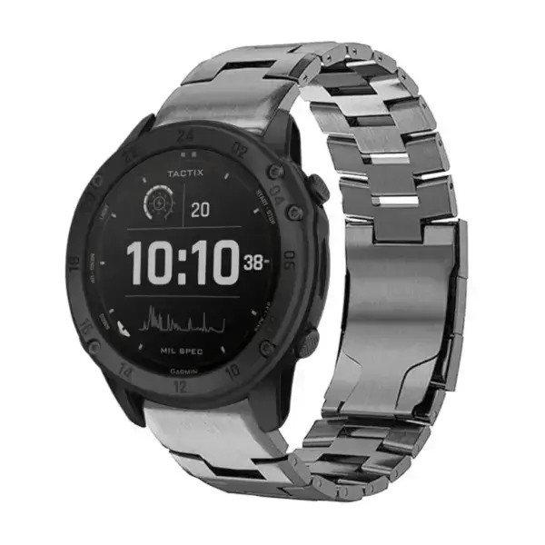 g.m14.gb Main Gunmetal StrapsCo Vented Titanium Bracelet for Garmin Tactix Delta