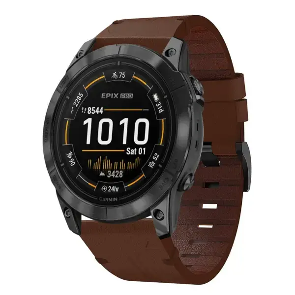 g.l11.2 Front Brown Genuine Italian Leather Watch Band Strap for Garmin Epix Pro – 51mm