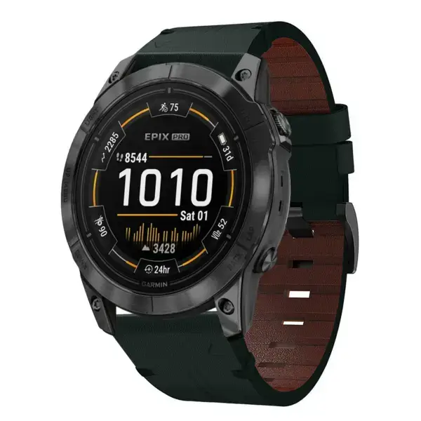 g.l11.11 Front Green Genuine Italian Leather Watch Band Strap for Garmin Epix Pro – 51mm