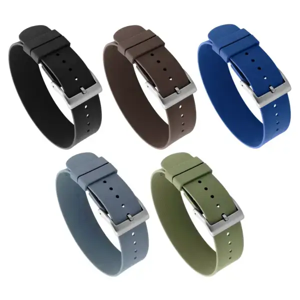 fk30 All Color DASSARI FKM Single Pass One Piece Watch Band Strap 20mm 22mm