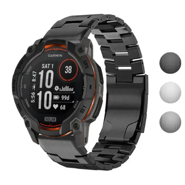 Vented Titanium Bracelet designed for Garmin Fenix Instinct 3 and Garmin Instinct. Features a sleek, durable design with a modern look, perfect for outdoor activities