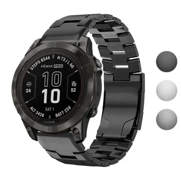 Vented Titanium Bracelet for Garmin Fenix 7 & 7 Pro, featuring a sleek metal design. Compatible with Garmin Fenix 7 models, ideal for style and durability