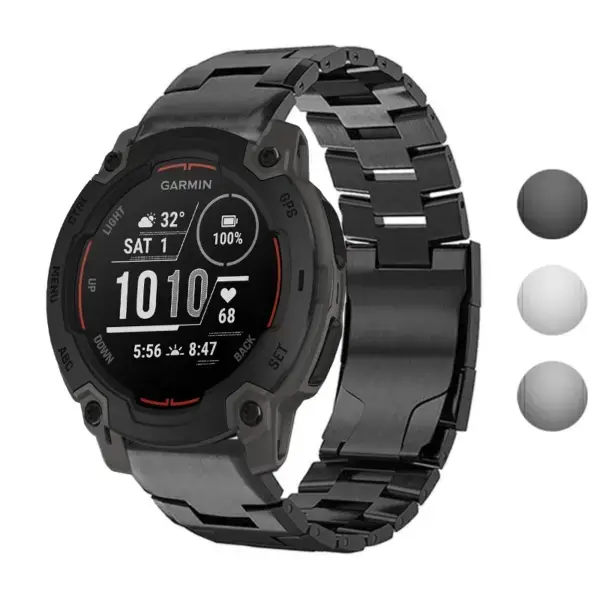 Vented Titanium Bracelet for Garmin Instinct E (45mm) in sleek black. Designed for comfort and durability, enhancing your smartwatch experience. Compatible with Garmin Instinct models