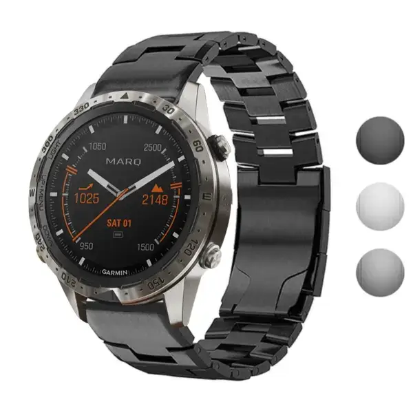 Vented Titanium Bracelet for Garmin MARQ features a sleek metal design, enhancing style and comfort for your smartwatch. Compatible with all Garmin MARQ models