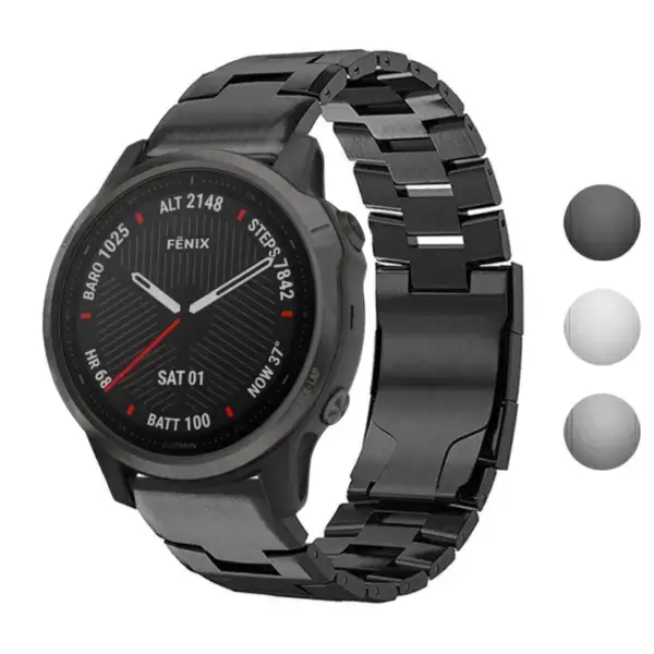 Vented Titanium Bracelet for Garmin Fenix 6, made of durable metal. Features a sleek design and is compatible with Garmin Fenix 6 models for a stylish upgrade