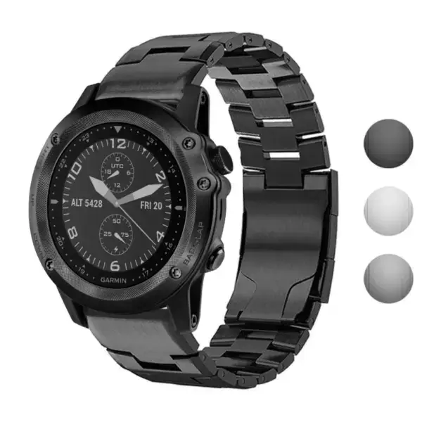 Vented Titanium Bracelet for Garmin Tactix Bravo, made of durable metal, features a sleek design and is compatible with the Garmin Tactix Bravo smartwatch