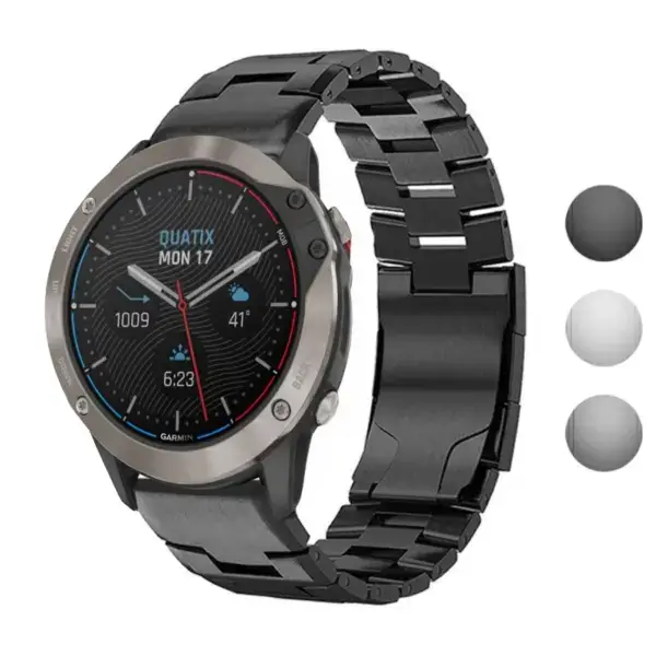 Vented Titanium Bracelet for Garmin Quatix 6X features a sleek metal design, compatible with Garmin Quatix 6 and 6X models, enhancing style and durability