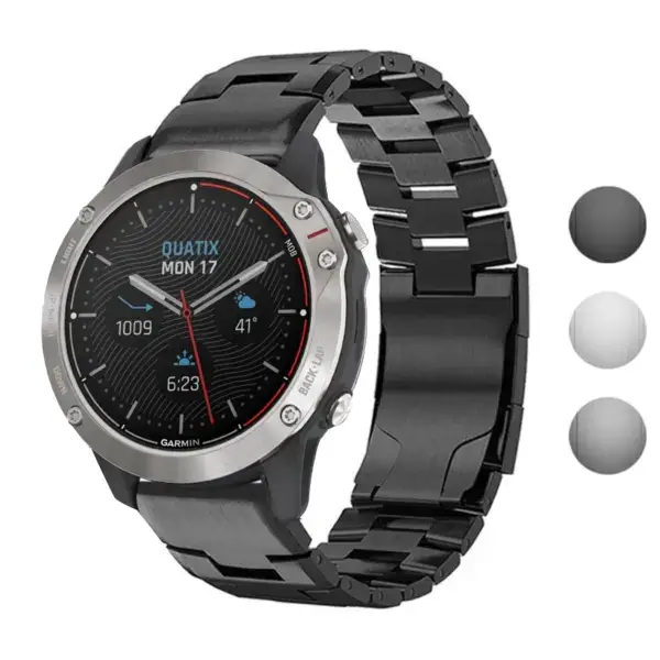 Vented Titanium Bracelet for Garmin Quatix 3, made of durable metal. Stylish and functional, designed to enhance your smartwatch experience. Compatible with Garmin Quatix 3 models