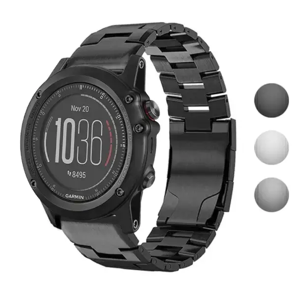 Vented Titanium Bracelet for Garmin Fenix 3 & 3 HR, made of durable metal. Sleek design enhances your watch's style while ensuring comfort and functionality
