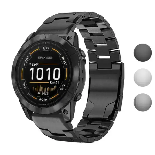 Vented Titanium Bracelet designed for Garmin Epix Pro (51mm) and Garmin Epix. Made of durable metal, it enhances style and comfort for outdoor activities