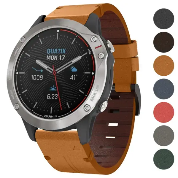 Italian leather strap for Garmin Quatix 3 in a stylish brown color. Compatible with Garmin Quatix 3 models, offering a blend of elegance and functionality