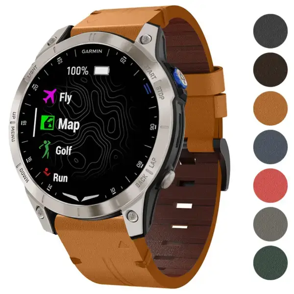 Italian leather strap for Garmin D2 Mach 1, featuring a stylish design and durability. Available in various colors to enhance your smartwatch experience