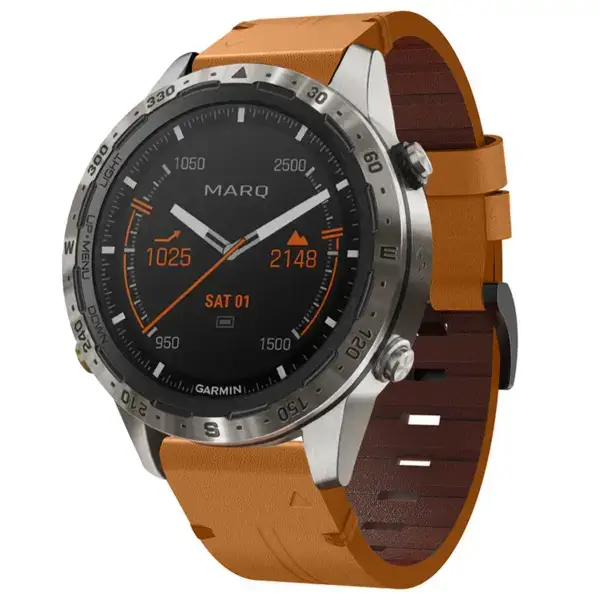 g.l12.3 Front Whiskey Genuine Italian Leather Watch Band Strap for Garmin MARQ