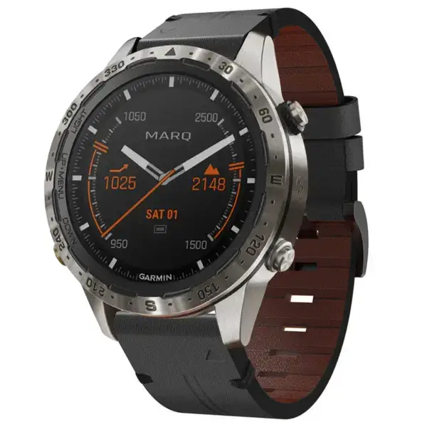 g.l12.1 Front Charcoal Genuine Italian Leather Watch Band Strap for Garmin MARQ
