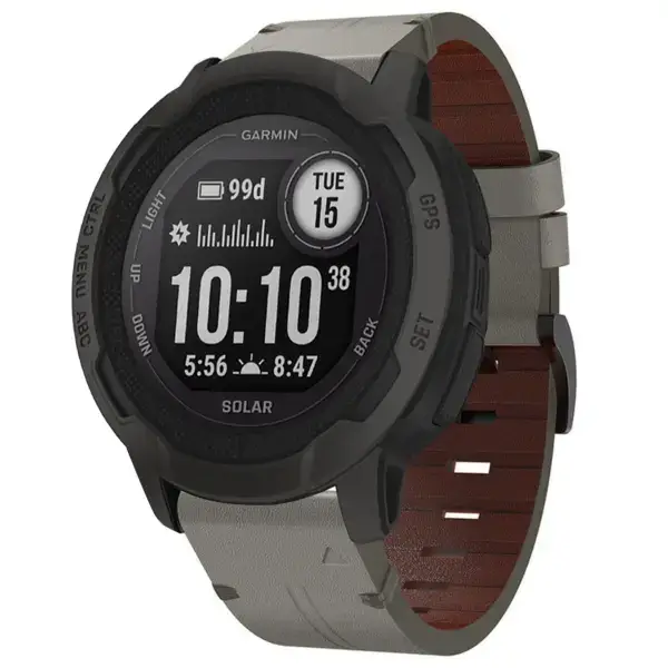 g.l12.7 Front Graphite Genuine Italian Leather Watch Band Strap for Garmin Instinct 2