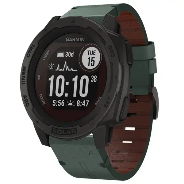 g.l12.11 Front Forest Genuine Italian Leather Watch Band Strap for Garmin Instinct