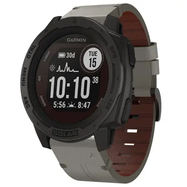 g.l12.7 Front Graphite Genuine Italian Leather Watch Band Strap for Garmin Instinct