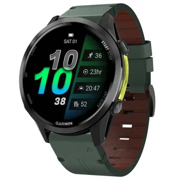 g.l12.11 Front Forest Genuine Italian Leather Watch Band Strap for Garmin Forerunner 970