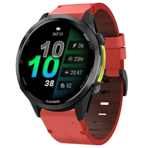 g.l12.6 Front Ember Genuine Italian Leather Watch Band Strap for Garmin Forerunner 970