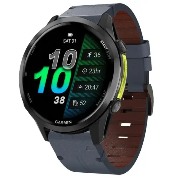 g.l12.5 Front Slate Genuine Italian Leather Watch Band Strap for Garmin Forerunner 970