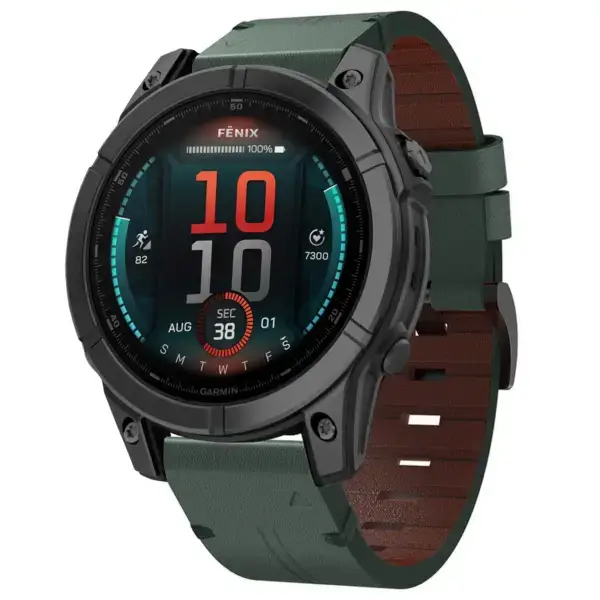 g.l12.11 Front Forest Genuine Italian Leather Watch Band Strap for Garmin Fenix E
