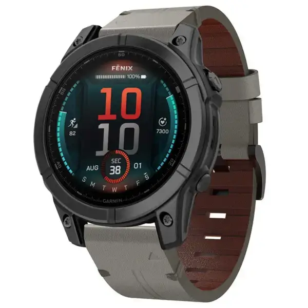g.l12.7 Front Graphite Genuine Italian Leather Watch Band Strap for Garmin Fenix E