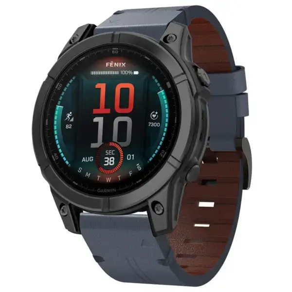 g.l12.5 Front Slate Genuine Italian Leather Watch Band Strap for Garmin Fenix E
